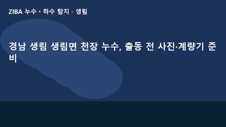 경남 생림 생림면 천장 누수, 출동 전 사진·계량기 준비